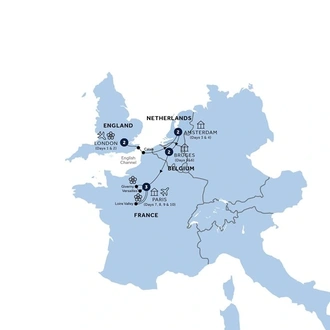 tourhub | Insight Vacations | European Affair & The Chelsea Flower Show | Tour Map