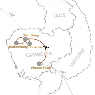 tourhub | Bonzer Tour | Cambodia History and Culture 10 days 9 nights | Tour Map