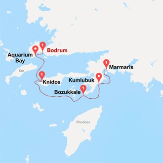 tourhub | Travel Talk Tours | Sail Bodrum to Marmaris &#8211; Premium Gulet with Air-con. | Tour Map