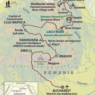 tourhub | Wild Frontiers | Romania: Across The Carpathians To Transylvania | Tour Map