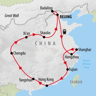 tourhub | On The Go Tours | Essential China From Hong Kong - 26 days | Tour Map