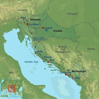 tourhub | Indus Travels | Best of Croatia Slovenia and Montenegro | Tour Map