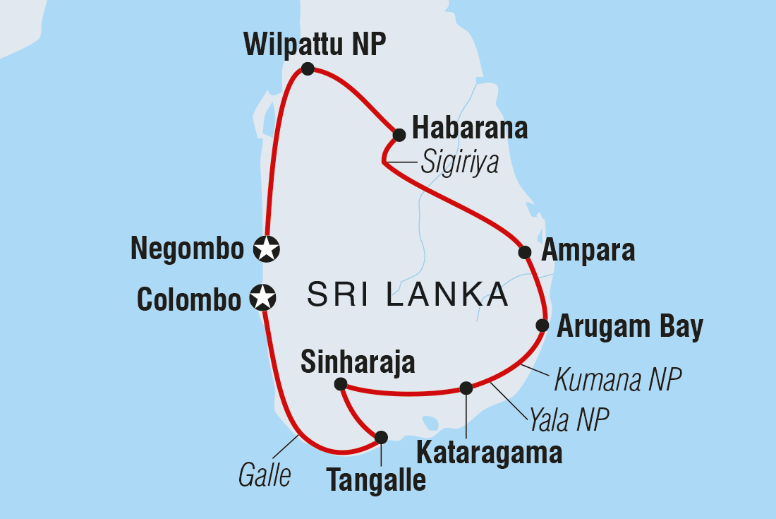 tourhub | Intrepid Travel | Sri Lanka Safari | Tour Map