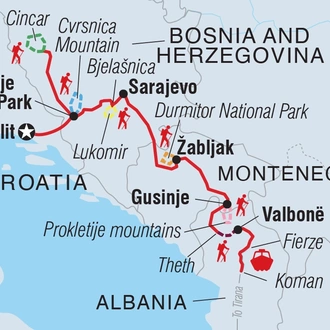 tourhub | Intrepid Travel | Hiking the Balkans: Via Dinarica | Tour Map