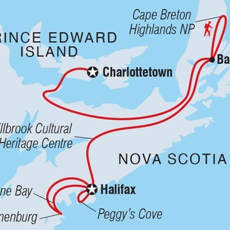 tourhub | Intrepid Travel | The Maritimes: Nova Scotia | Tour Map