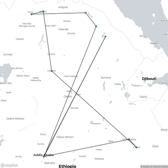 tourhub | Crooked Compass | Ethiopia Untamed | Tour Map