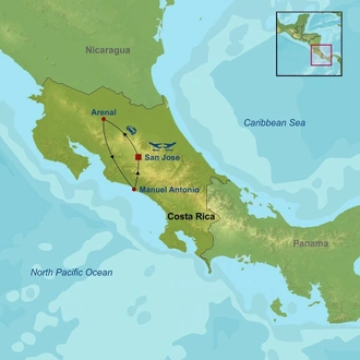 tourhub | Indus Travels | Costa Rican Adventure | Tour Map