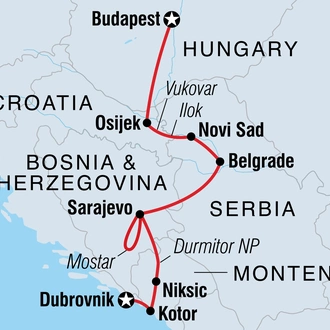 tourhub | Intrepid Travel | Balkan Adventure | Tour Map