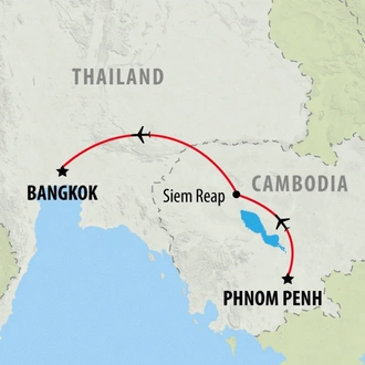 tourhub | On The Go Tours | Classic Cambodia & Bangkok - 8 days | Tour Map