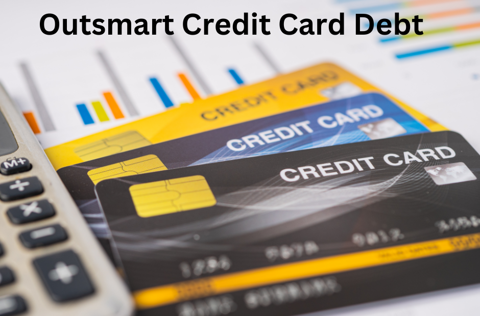 Credit cards and calculator to calculate debt repayment