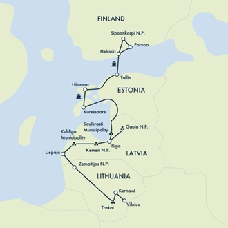 tourhub | Exodus Adventure Travels | Walks of the Baltics and Finland | Tour Map