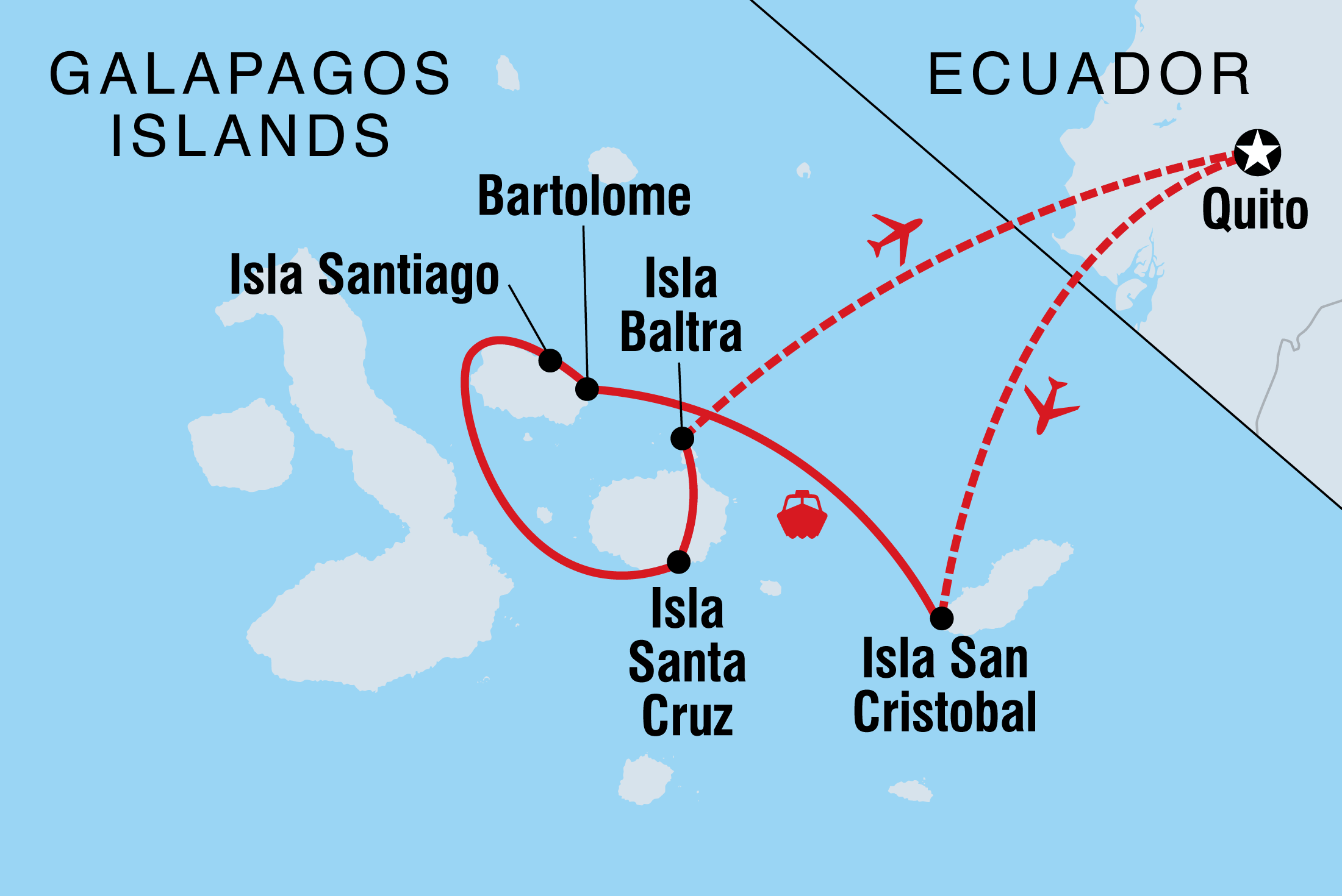 tourhub | Intrepid Travel | Galapagos Encounter: Central Islands (Grand Queen Beatriz) | Tour Map