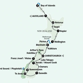 tourhub | APT | Essence of New Zealand | Tour Map