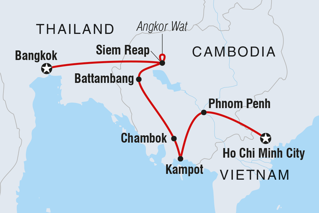 tourhub | Intrepid Travel | Cambodia Adventure | Tour Map