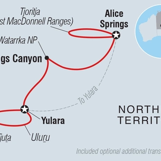 tourhub | Intrepid Travel | Red Centre & Uluru Adventure | Tour Map