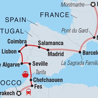 tourhub | Intrepid Travel | Paris to Marrakech | Tour Map