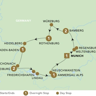 tourhub | Blue-Roads Touring | A Journey Through Germany 2024 | Tour Map