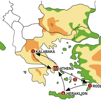 tourhub | Europamundo | Rhodes, Crete, and Continental Greece | Tour Map