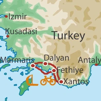 tourhub | UTracks | Lycian Coast Cycle and Sail | Tour Map