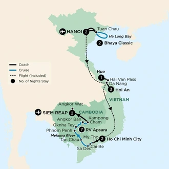 tourhub | APT | Wonders of Vietnam and Cambodia | Tour Map