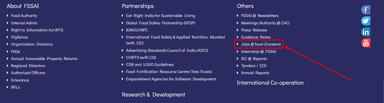 Click on Jobs @ fssai