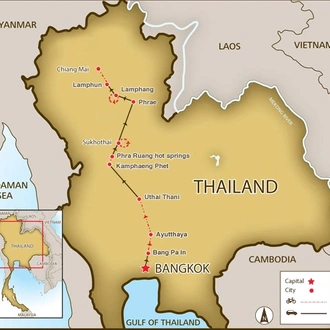tourhub | SpiceRoads Cycling | Thailand Heritage by Bicycle | Tour Map
