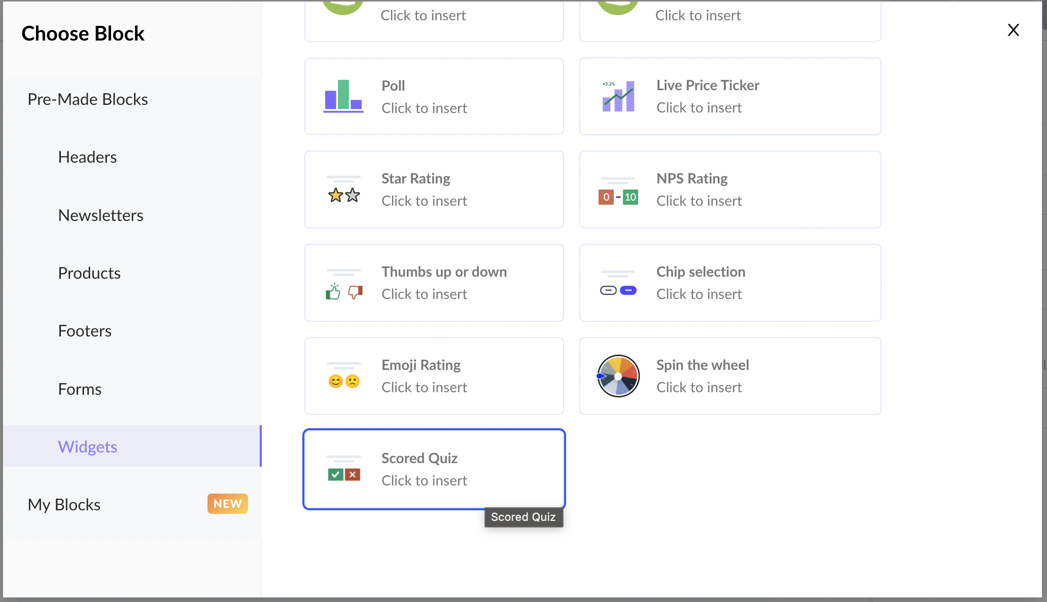 How to use Scored Quiz widget in your email campaign?