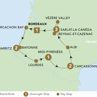 tourhub | Blue-Roads Touring | Jewels of Southwest France 2024 | Tour Map