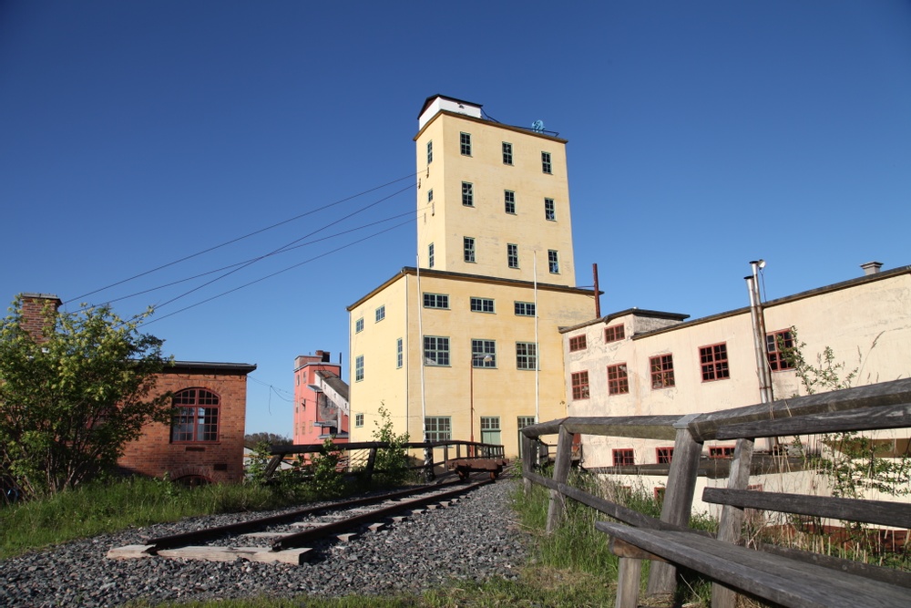 Bild på byggnaderna vid Stripa gruva.