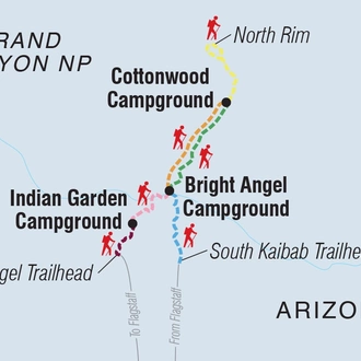 tourhub | Intrepid Travel | Winter Hiking and Backpacking in Grand Canyon: Rim to Rim | Tour Map