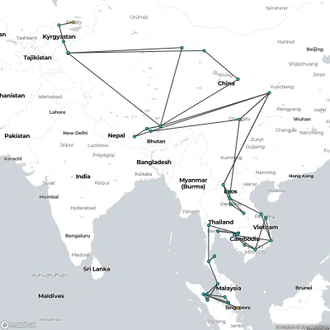 tourhub | Oasis Overland | Bishkek To Singapore (104 Days) Indochina Explorer (Cabs104) | Tour Map