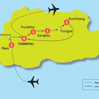 tourhub | Tweet World Travel | 10-Day Central Bhutan Tour | Tour Map