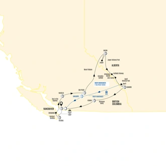 tourhub | Costsaver | Panoramic Canadian Rockies | Tour Map