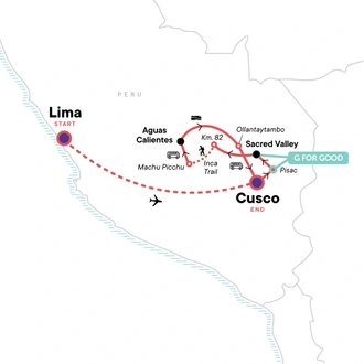 tourhub | G Adventures | Peru: Lima, the Sacred Valley & the Inca Trail | Tour Map