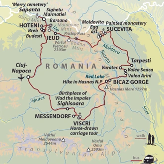tourhub | Wild Frontiers | Walking in Romania: Along the Enchanted Way | Tour Map
