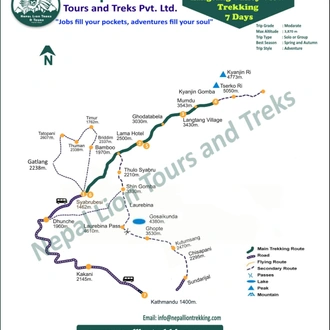 tourhub | Nepal Lion Tours and Treks | 7D6N Langtang Valley Trek from Kathmandu | Tour Map