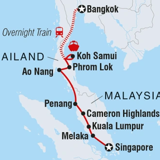 tourhub | Intrepid Travel | Real Bangkok to Singapore | Tour Map