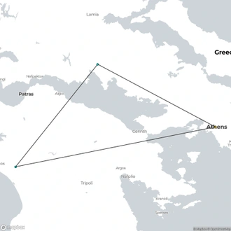 tourhub | Today Voyages | Treasures of Classical Greece: Nafplion, Olympia, Delphi | Tour Map