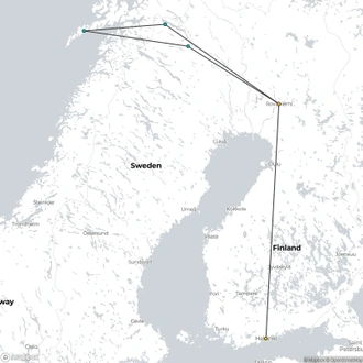 tourhub | Nordic Unique Travels | Visit Abisko, Kiruna and the Lofoten in search of Northern Lights | Tour Map