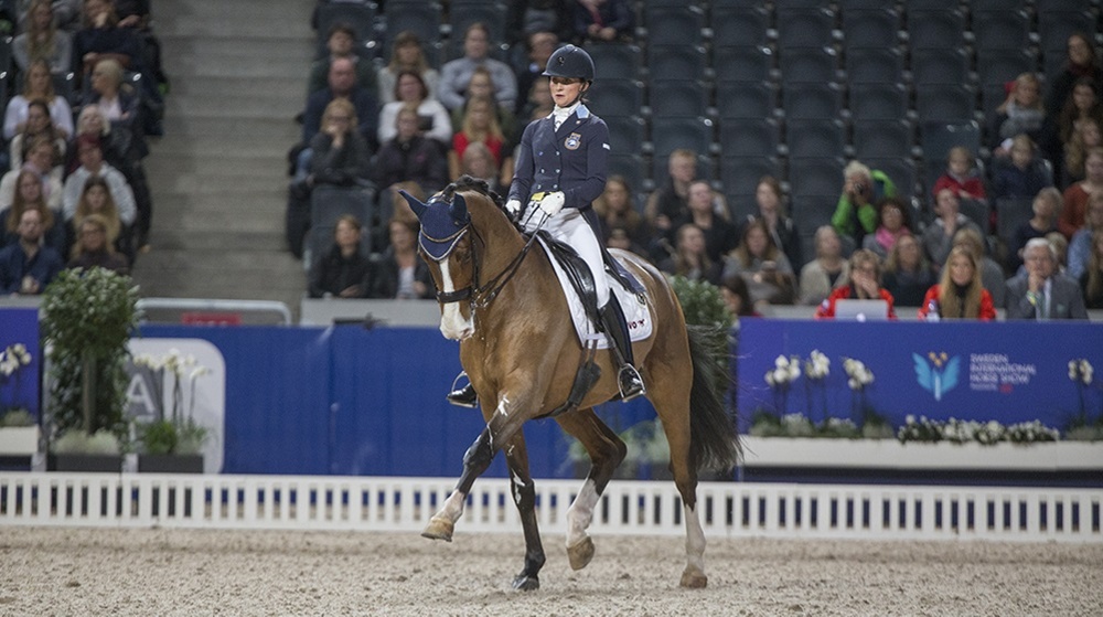 Minna Telde och Isac kommer till start under SWB Equestrian Weeks. Fotograf: Roland Thunholm