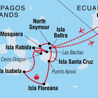 tourhub | Intrepid Travel | Classic Galapagos: Central Southern Islands (Grand Queen Beatriz) | Tour Map