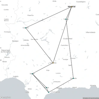 tourhub | Julia Travel | Andalusia with Cordoba, Costa del Sol and Toledo from Madrid | Tour Map