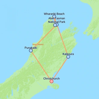 tourhub | On The Go Tours | Budget Christchurch Loop - 7 days | Tour Map