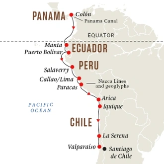 tourhub | HX Hurtigruten Expeditions | South America – Treasures of the Pacific Coast | Tour Map