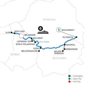 tourhub | Avalon Waterways | Active & Discovery on The Lower Danube (Passion) | Tour Map