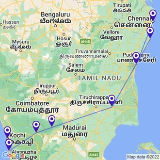 tourhub | UncleSam Holidays | Boutique South India Tour | Tour Map