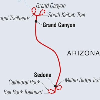 tourhub | Intrepid Travel | Hiking in Sedona and the Grand Canyon | Tour Map