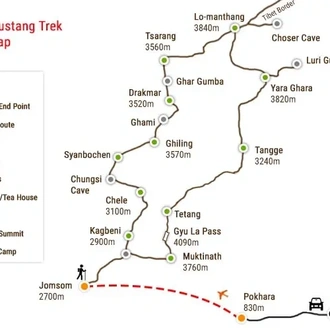 tourhub | Sherpa Expedition & Trekking | Upper Mustang Trek | Tour Map