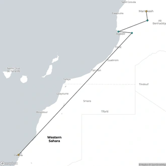 tourhub | Crooked Compass | Southern Morocco &#038; Western Sahara | Tour Map