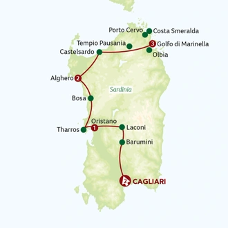 tourhub | Titan Travel | Hidden Treasures of Sardinia | Tour Map